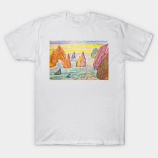 Seascape with colourful rock T-Shirt